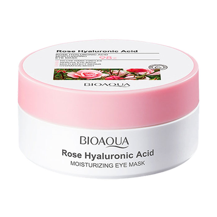 Гідрогелеві патчі для шкіри навколо очей Bioaqua Rose Hyaluronic Acid Moisturizing Eye Mask з трояндою та гіалуроновою кислотою, 60 шт