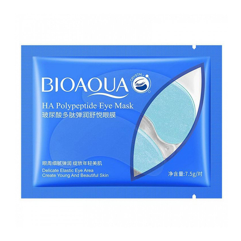 Гідрогелеві патчі для шкіри навколо очей Bioaqua з гіалуроновою кислотою та пептидами, 7.5 г